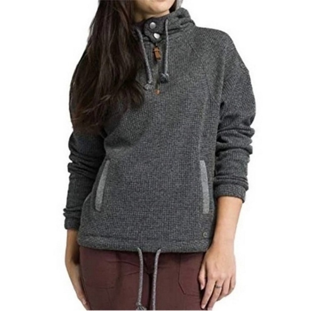 Prana Hartlie Wool Blend Pullover Hoodie in Gray and Charcoal Size Large